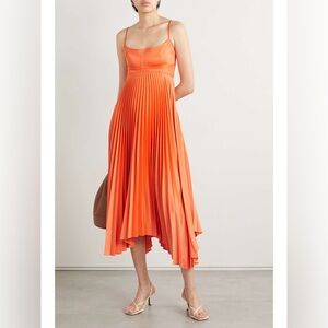 A.L.C. Hollie Cut Out Pleated Satin Midi Dress Size 12